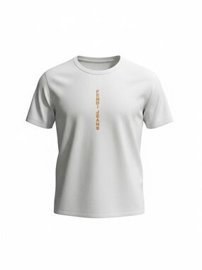 Vintage Fendi Jeans White Logo T-Shirt IT 40 | Made in Italy | Y2K Designer